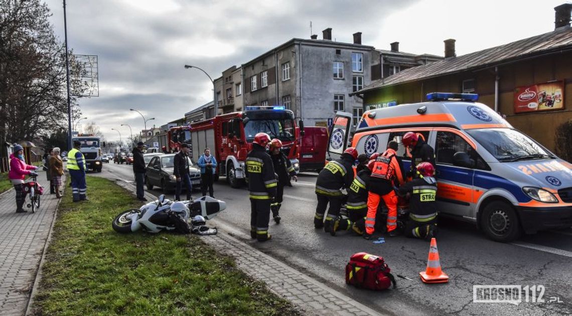 Krosno: Wypadek motocyklisty na Krakowskiej