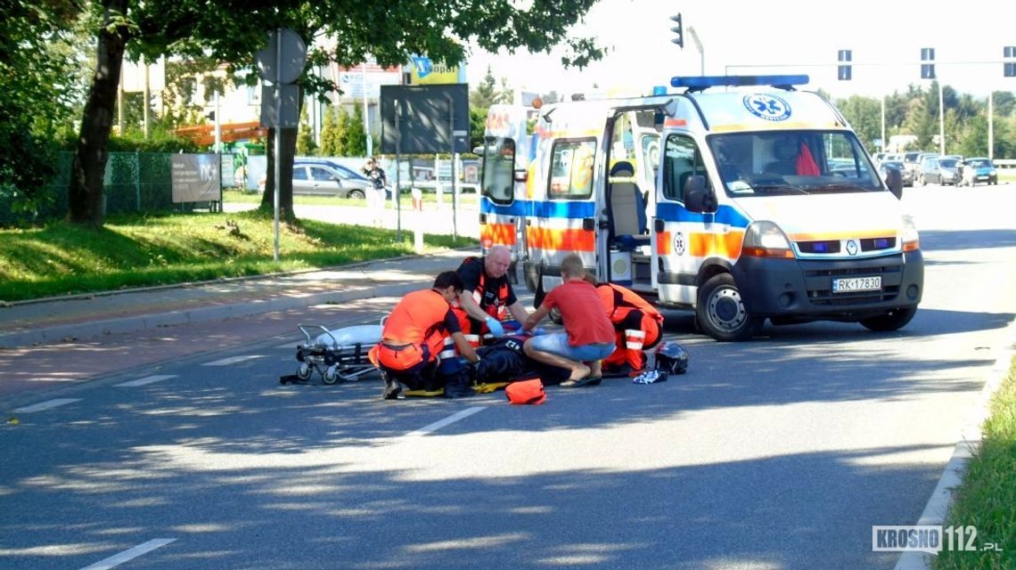 Krosno: Zderzenie motocykla Kawasaki z osobową Mazdą