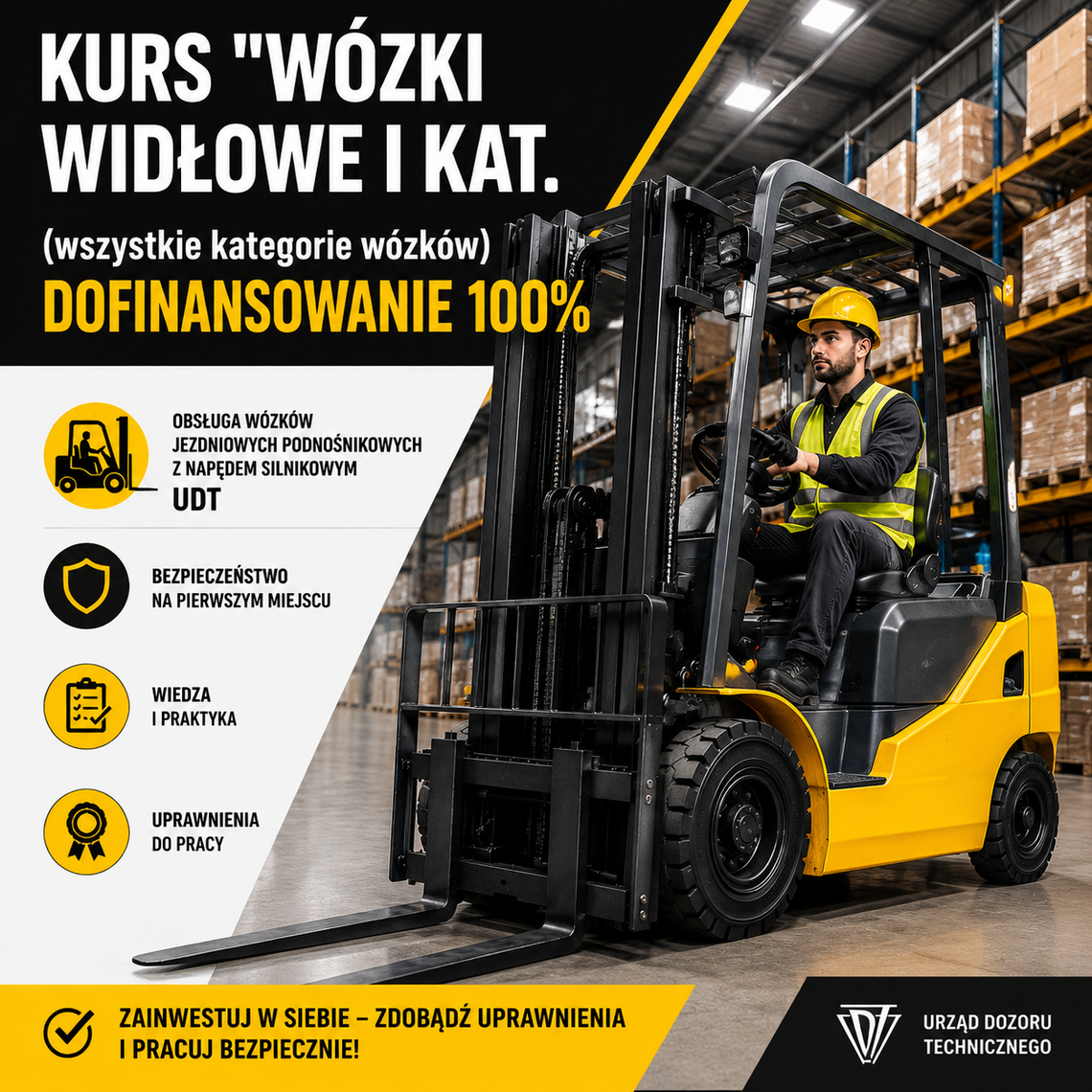 Kurs operatora wózków widłowych w Krośnie. Dofinansowanie 100%
