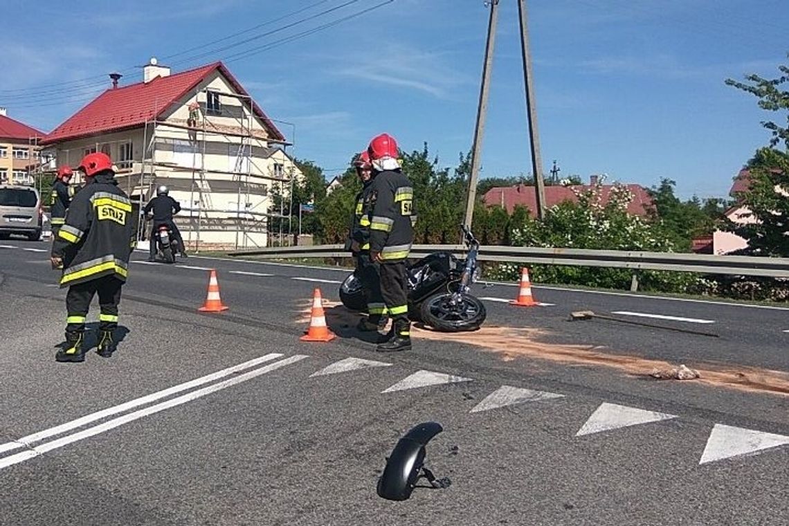 ŁĘŻANY: Wypadek motocyklisty
