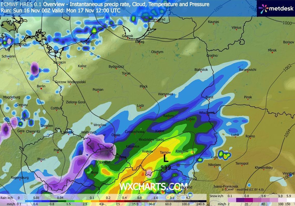 Meteo Krosno: poniedziałek z intensywnymi opadami i pierwszym śniegiem