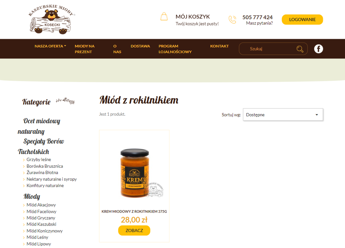 Miód z rokitnikiem w sklepie Kaszubskie Miody