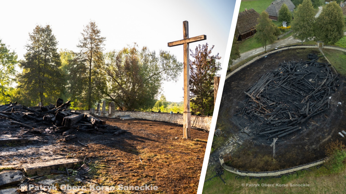 Nocny pożar w sanockim skansenie. Strażacy uratowali zabytkową zabudowę przed większą tragedią