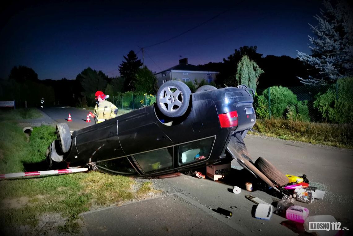 ? Odrzykoń. Dachowanie audi na ul. Kamienieckiego. Brak kierowcy i pasażerów