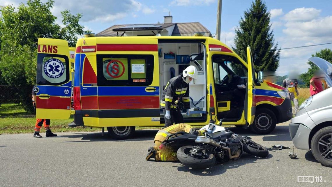 Odrzykoń. Zderzenie motocyklisty i samochodu