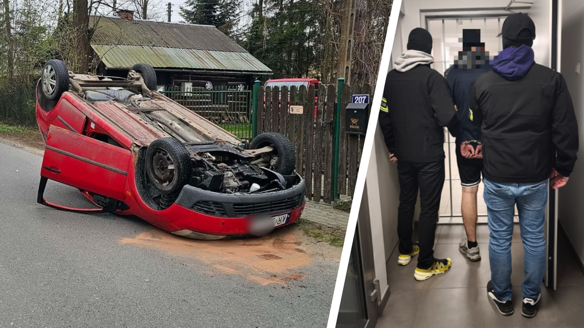Pijany kierowca doprowadził do dachowania w Głowience. 23-latek opuścił terytorium Polski