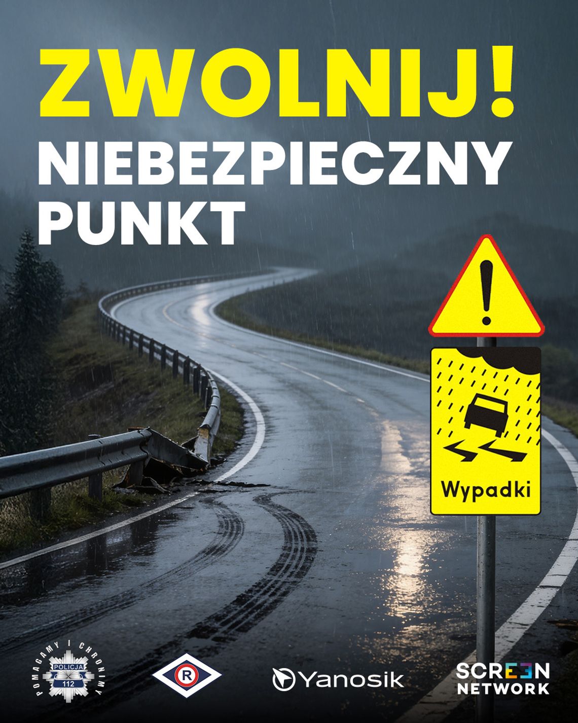 Policja i Yanosik ruszają z akcją „Zwolnij - niebezpieczny punkt!” na drogach w całej Polsce Policja i Yanosik ruszają z akcją „Zwolnij - niebezpieczny punkt!” na drogach w całej Polsce