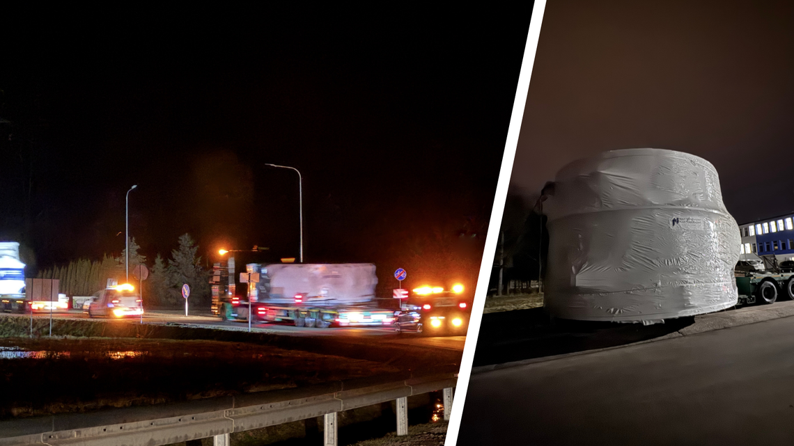 Ponadgabarytowy transport wyjechał w nocy z Jedlicza do Czech [WIDEO]