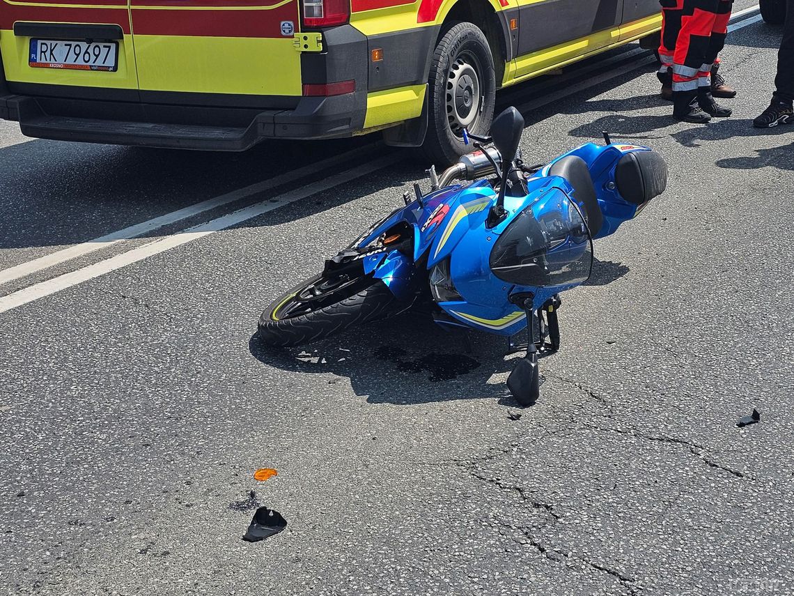 Potok. Zderzenie motocyklisty z samochodem osobowym na DK28