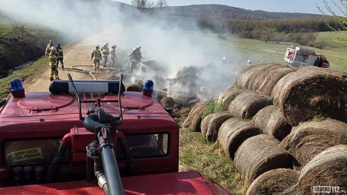 Pożar balotów siana w Czeremsze. Wielogodzinna akcja strażaków