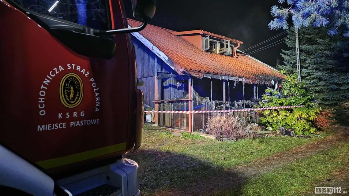 Pożar budynku w Miejscu Piastowym