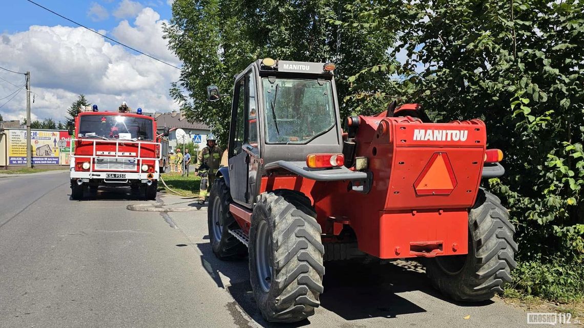 Pożar ładowarki teleskopowej w Jedliczu