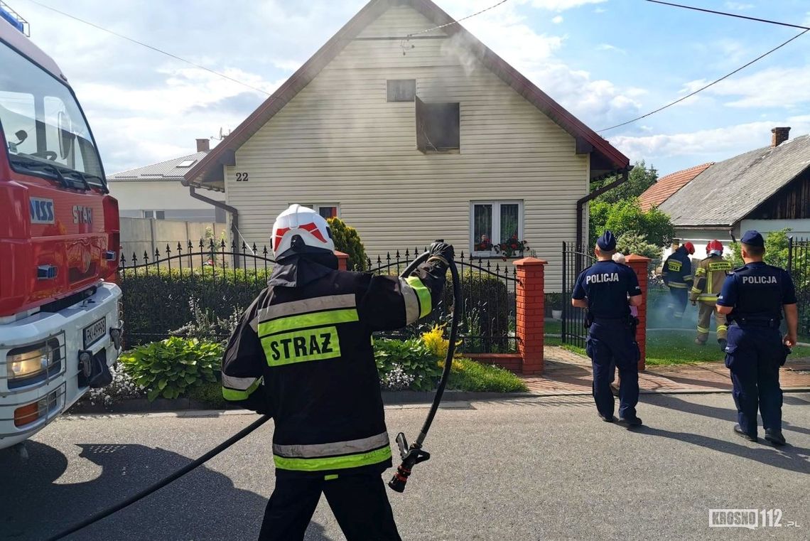 Pożar poddasza domu przy ul. Prusa w Krośnie
