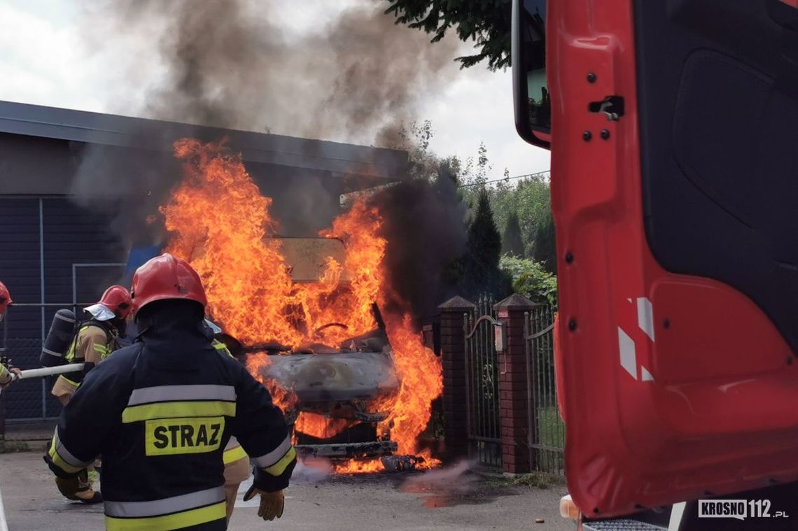 ? Pożar przy ul. Wieniawskiego. Spłonął samochód dostawczy