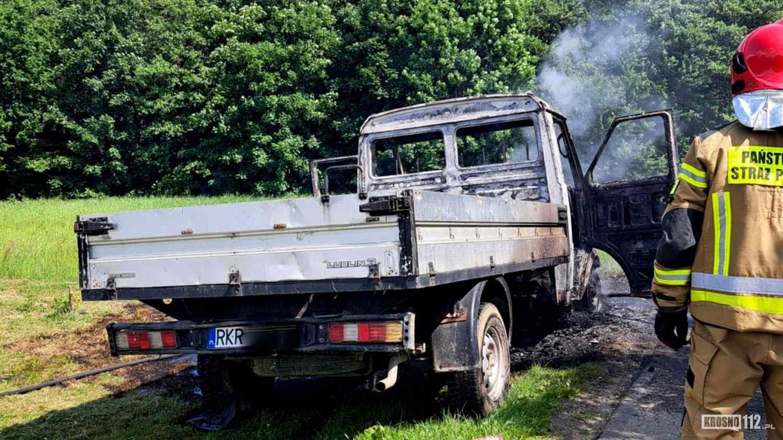 Pożar samochodu dostawczego w Klimkówce
