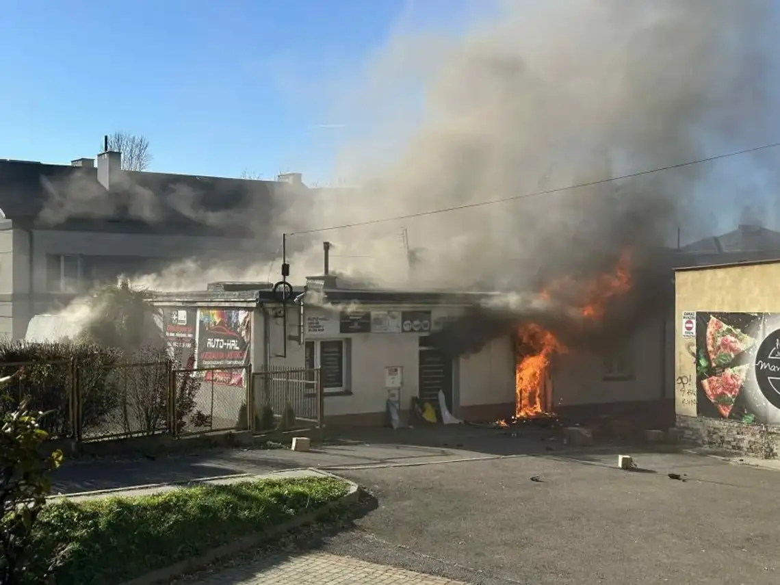 Pożar budynku przy Kazimierza Wielkiego w Jaśle