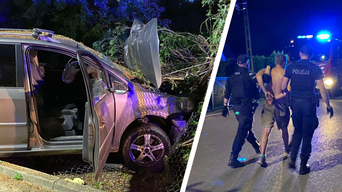 Pustyny. Wjechał w ogrodzenie, poszkodowana jedna osoba