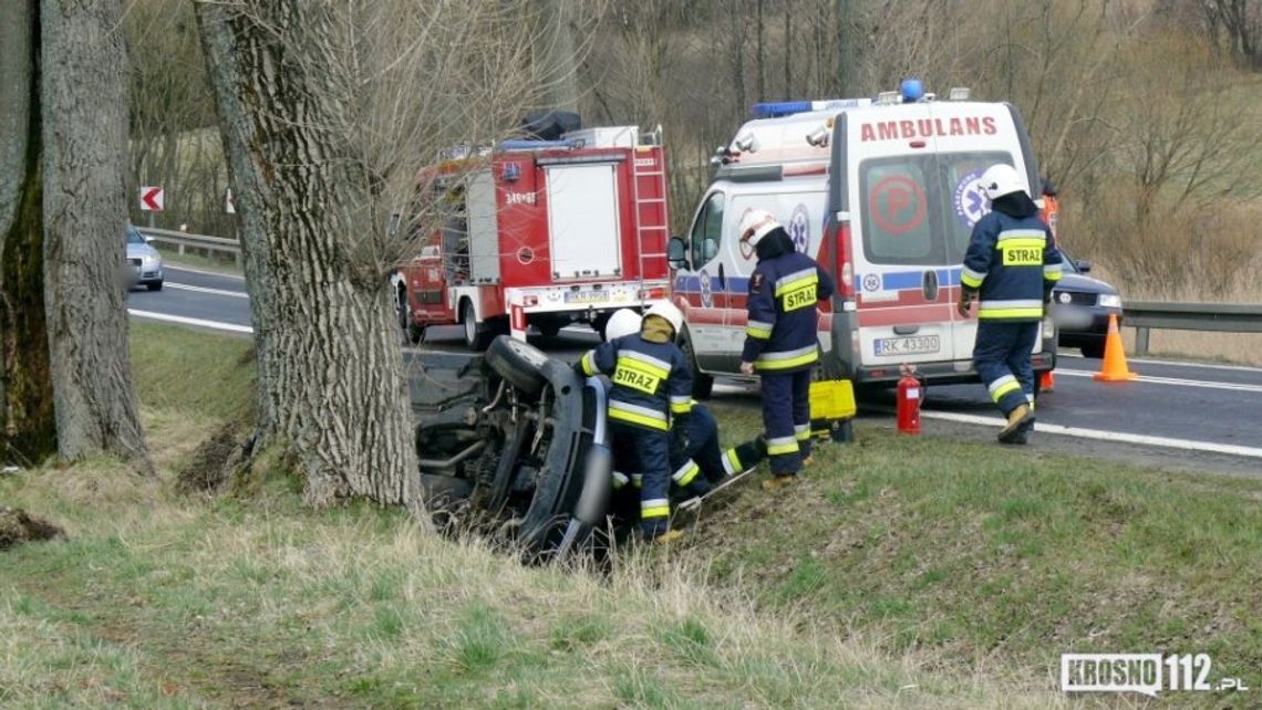 Rymanów: Dachowanie Passata w feralnym miejscu