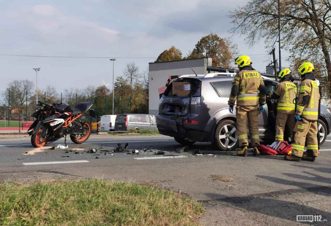 Rymanów. Motocyklem wjechał w tył samochodu [AKTUALIZACJA]