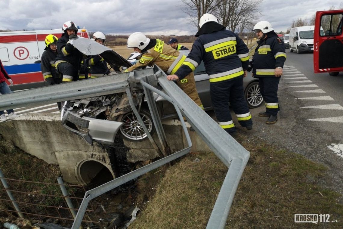 RYMANÓW: Samochodem uderzył w barierki. Był pod wpływem alkoholu