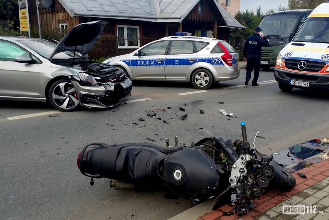 RYMANÓW ZDRÓJ: Wypadek z udziałem motocyklisty