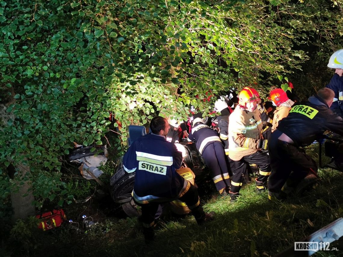 Samochód uderzył w drzewo. Dwóch mężczyzn nie żyje, dwie dziewczyny ranne