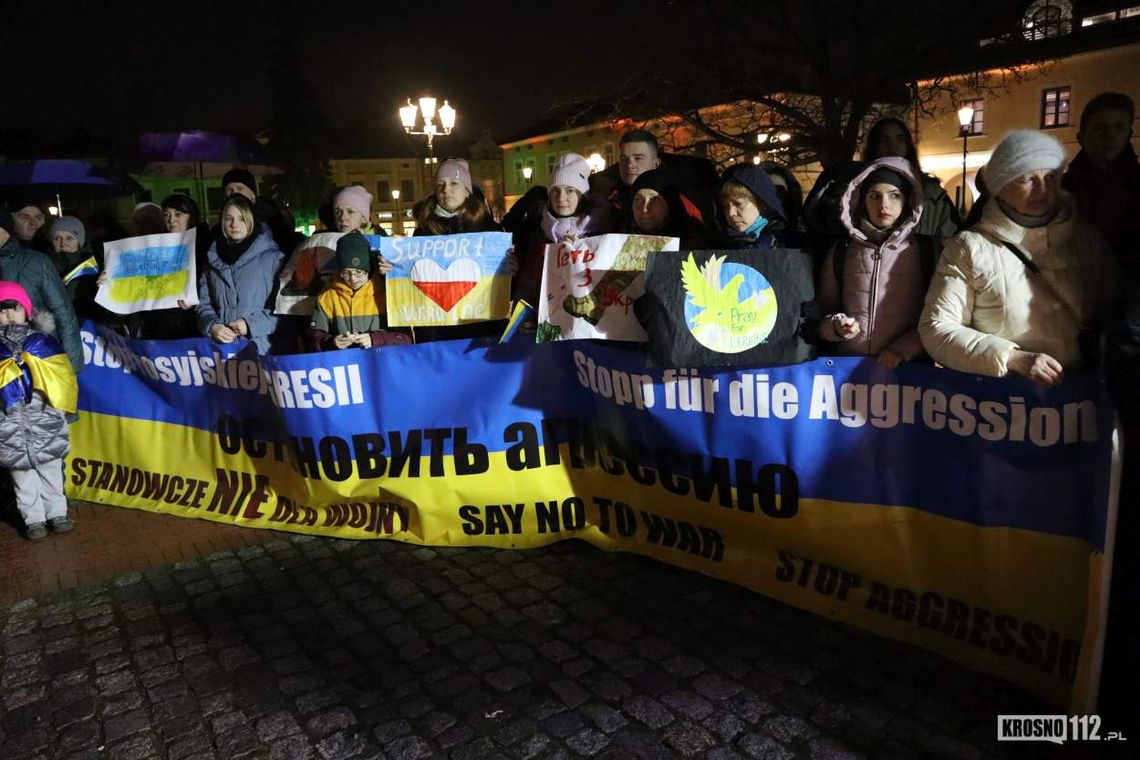 Solidarni z Ukrainą na krośnieńskim rynku