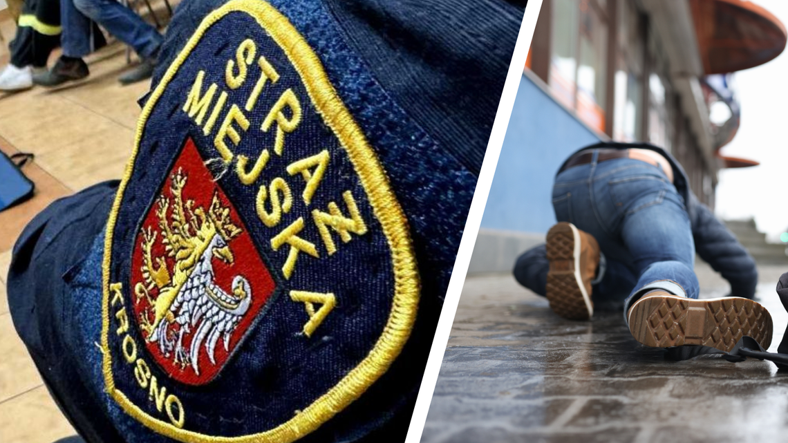 Starszy mężczyzna z cukrzycą upadł na ulicy. Szybka reakcja Strażników Miejskich zapobiegła tragedii