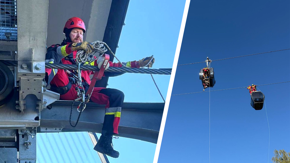 Strażacy - specjaliści od zadań specjalnych ćwiczyli na kolei gondolowej w Solinie Strażacy - specjaliści od zadań specjalnych ćwiczyli na kolei gondolowej w Solinie