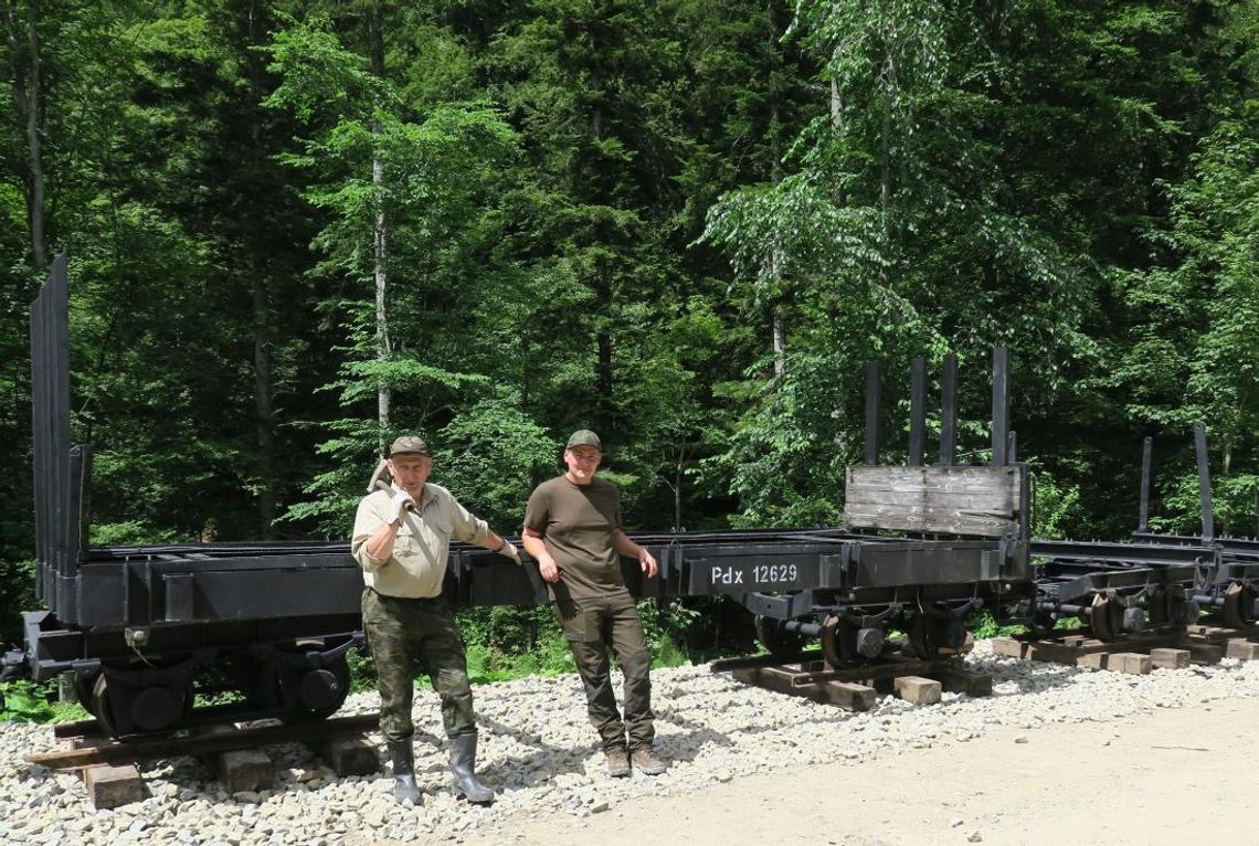 W Bieszczadach przy drodze na punkt widokowy stoją wagoniki kolejki wąskotorowej. Dlaczego?