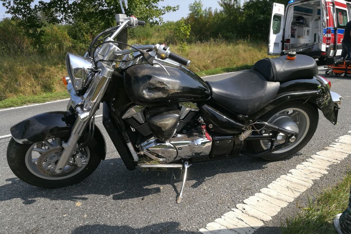 W motocyklistę uderzyło zwierzę. Wypadek na DW993