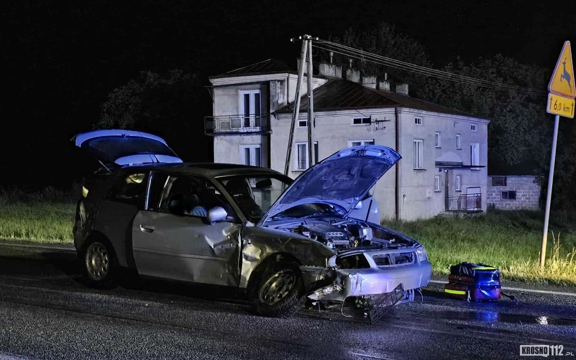 Wypadek dwóch Audi w Rogach na DK19