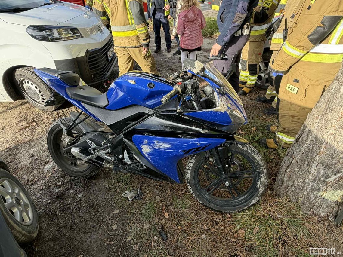 Zdarzenie drogowe z udziałem motocyklisty na Popiełuszki