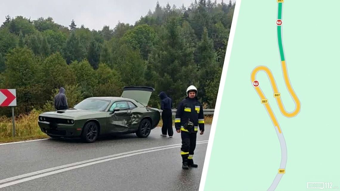 Zderzenie samochodów na serpentynach pomiędzy Szklarami a Królikiem Polskim Zderzenie samochodów na serpentynach pomiędzy Szklarami a Królikiem Polskim