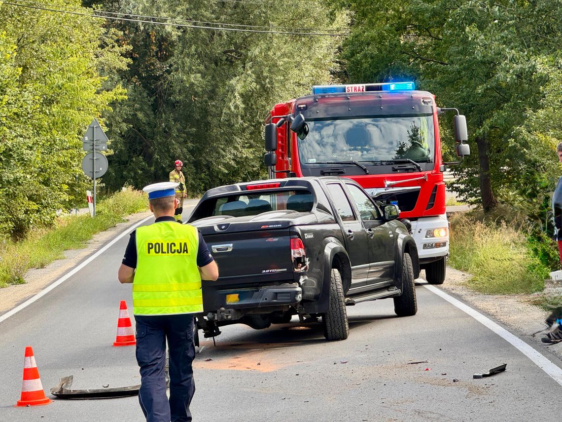 Zderzenie samochodów na serpentynach w Korczynie Zderzenie samochodów na serpentynach w Korczynie