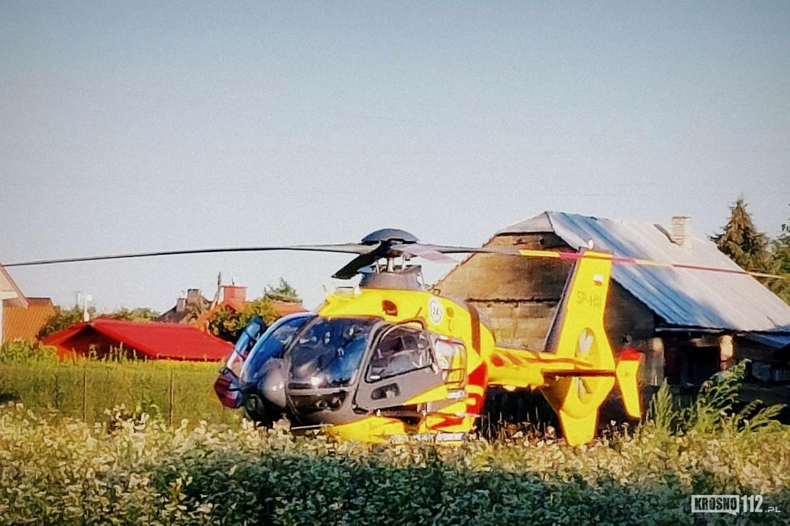 ? Zręcin. Mężczyzna ciężko poparzony. Do szpitala zabrał go śmigłowiec