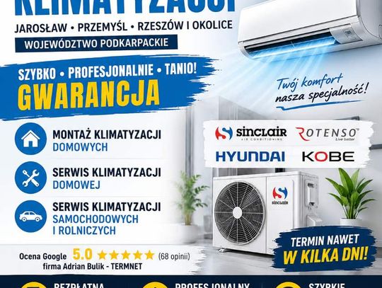 Montaż klimatyzacji Jarosław Przemyśl Rzeszów i okolice  TERMNET
