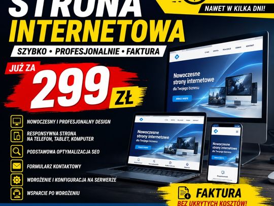 Profesjonalna strona WWW za 299 zł ⭐ SZYBKA REALIZACJA | stronaza299.pl