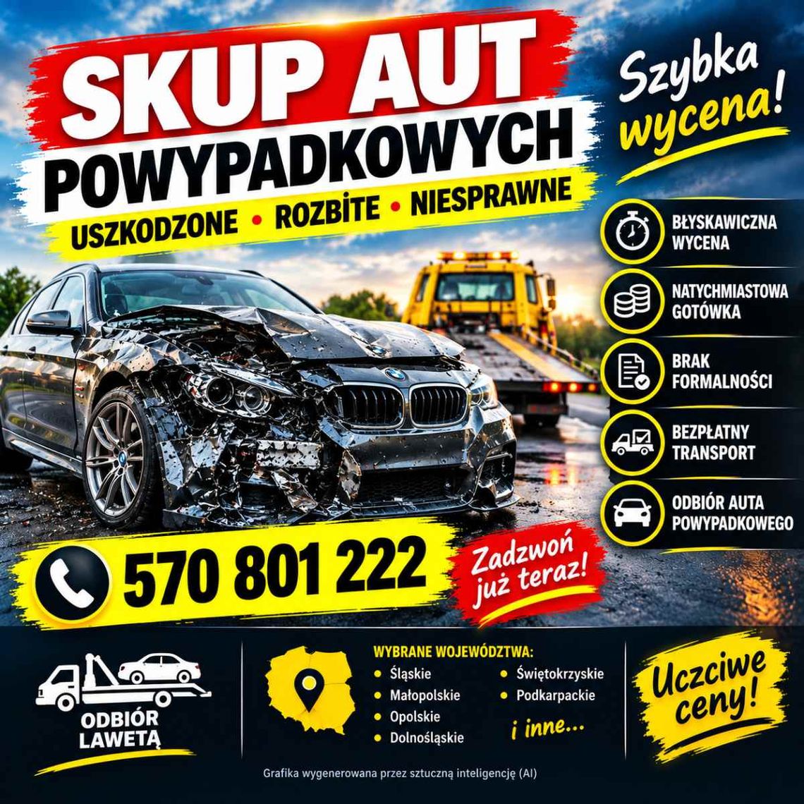 Skupujemy auta powypadkowe, uszkodzone mechanicznie i po szkodzie całkowitej
