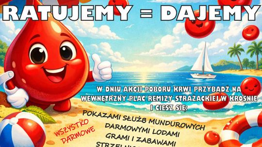 Plakat wydarzenia XI Wakacyjnej Akcji Poboru Krwi