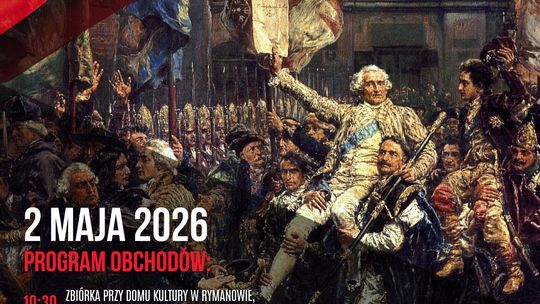 Plakat wydarzenia „Witaj Majowa Jutrzenko” – 2 maja 2026, program obchodów w Rymanowie