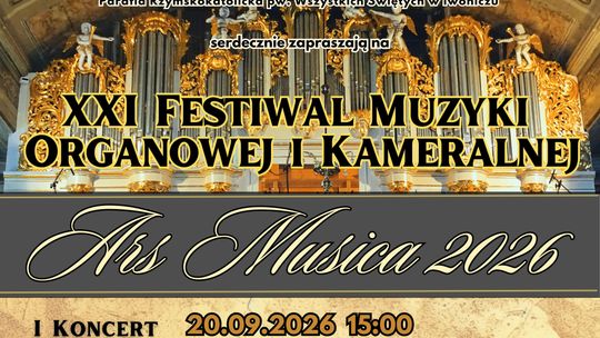 XXI Festiwal Muzyki Organowej i Kameralnej Ars Musica 2026