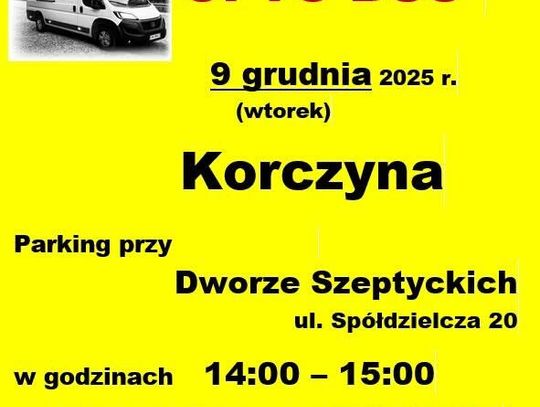 Bezpłatne badanie wzroku Plakat zapraszający na bezpłatne badanie wzroku w Korczynie