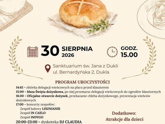 Plakat wydarzenia Dożynki Gminne 2026 w Dukli