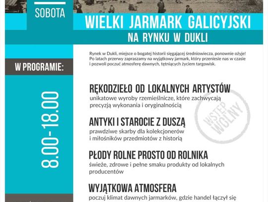 Plakat wydarzenia Dukielski Ryneczek Galicyjski – Wielki Jarmark Galicyjski w Dukli