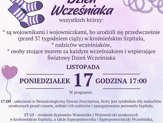 Dzień Wcześniaka w krośnieńskim szpitalu Plakat zapraszający na Dzień Wcześniaka