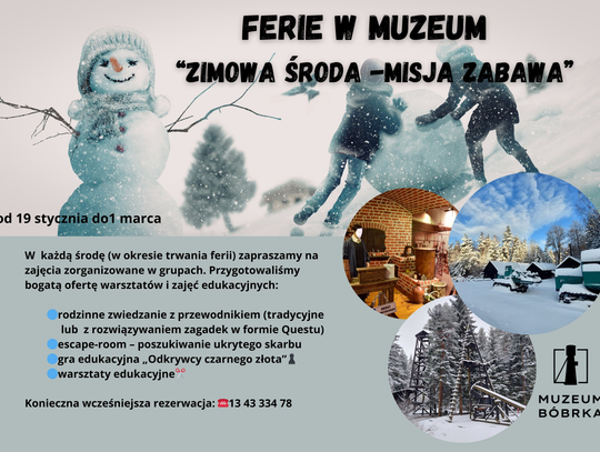 Ferie w Muzeum w Bóbrce pod hasłem "Zimowa środa – Misja zabawa"