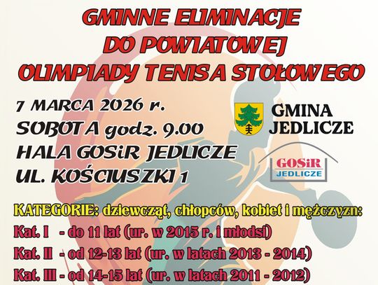 Gminne eliminacje do Powiatowej Olimpiady Tenisa Stołowego