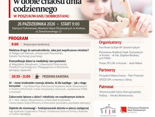 Plakat IV Konferencji Naukowo-Szkoleniowej o dzieciach i młodzieży w Krośnie