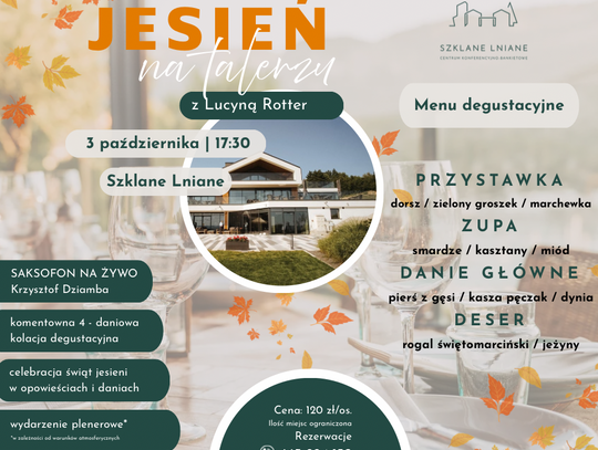 JESIEŃ NA TALERZU w Szklane Lniane Plakat promujący wydarzenie Jesień na talerzu